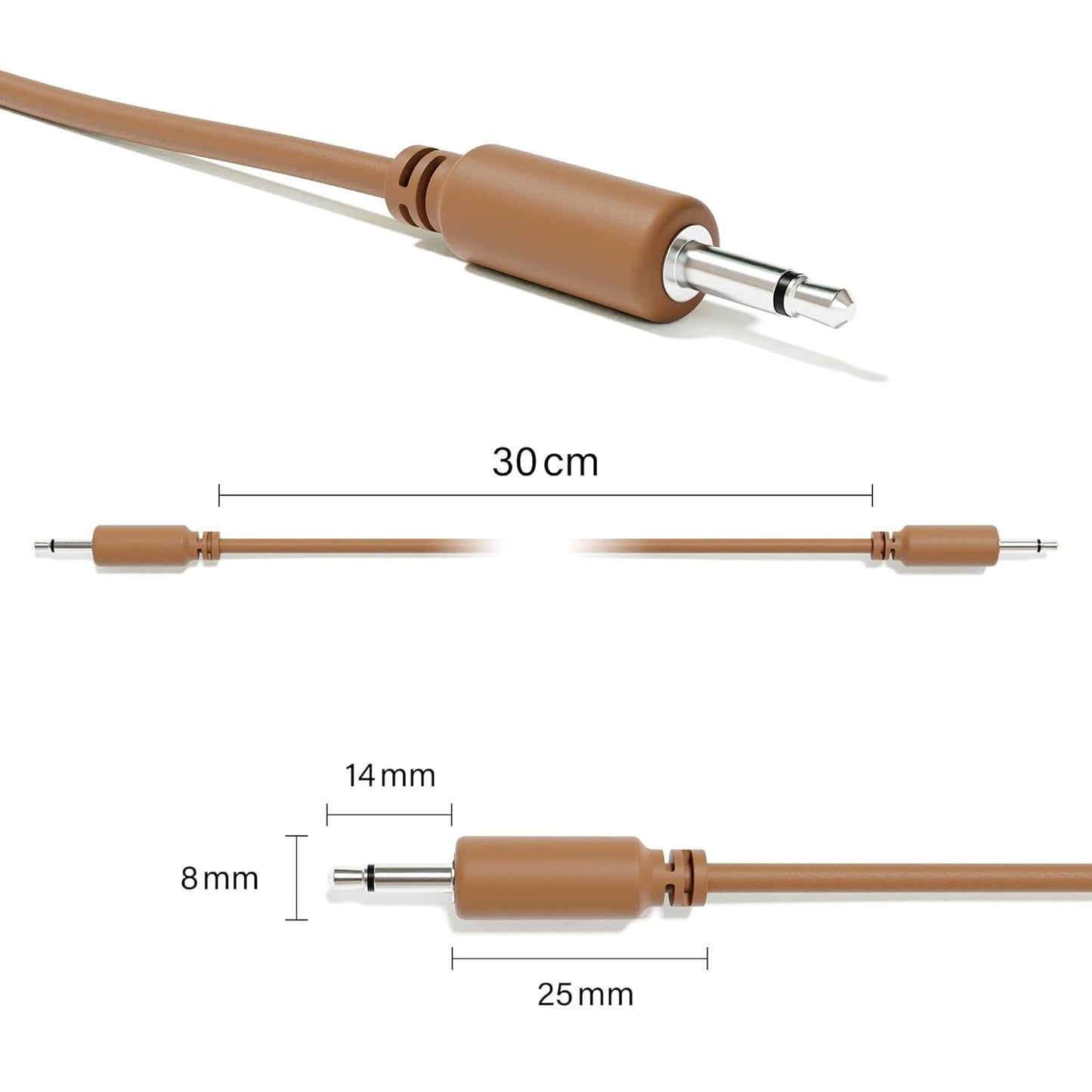 ExcelValley - Mono Modular Patch Cables TS 3.5mm 1/8 inch Eurorack Synthesizer [10-Pack | 20 cm - 7.87"]