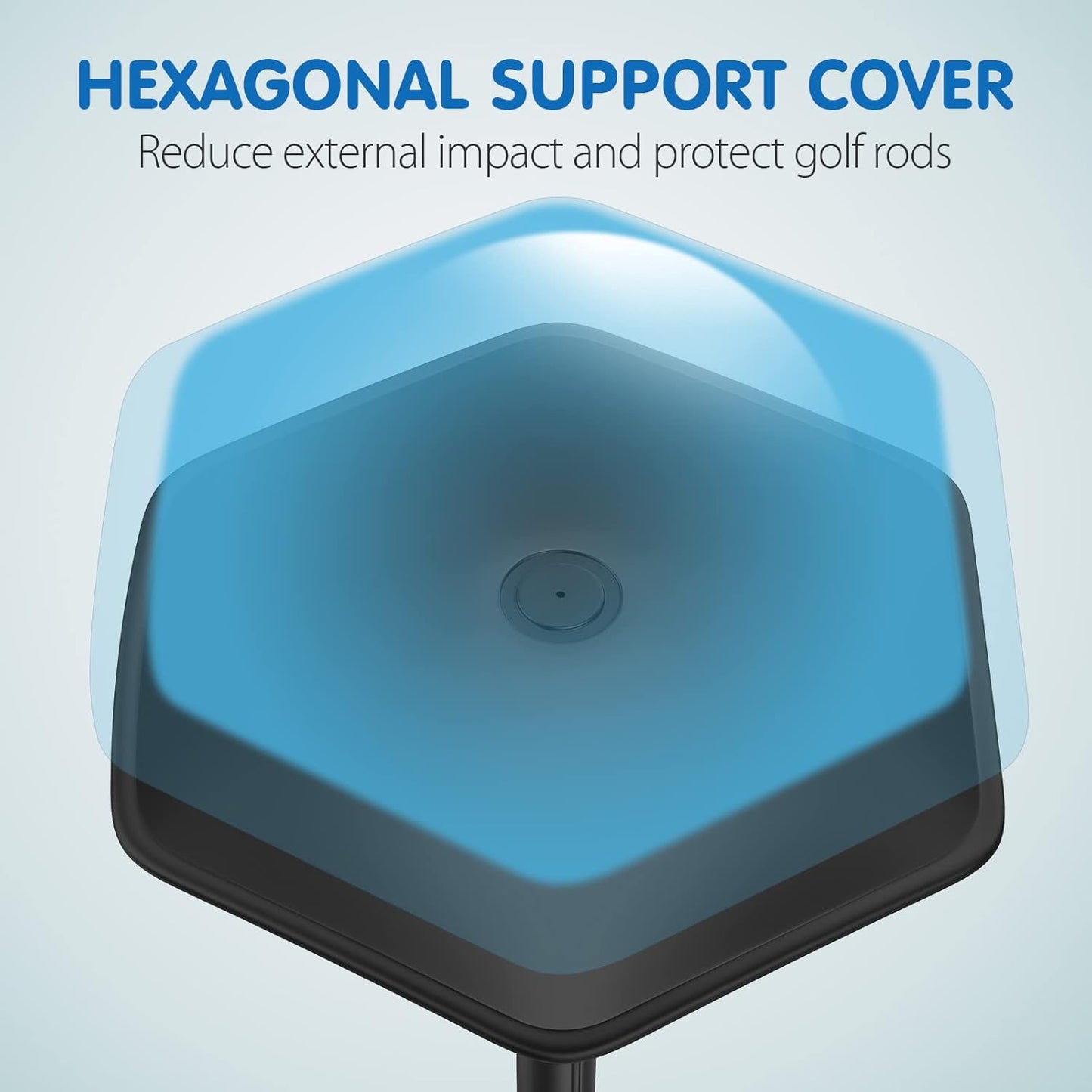 Rhino Valley Golf Travel Bag Support Rod – Aluminum Alloy Anti-Impact Club Protector, Adjustable Telescopic Support Pole for Golf Travel Bags, Anti-Vibration Hexagonal Top Cover, Golf Clubs Protection System – Black