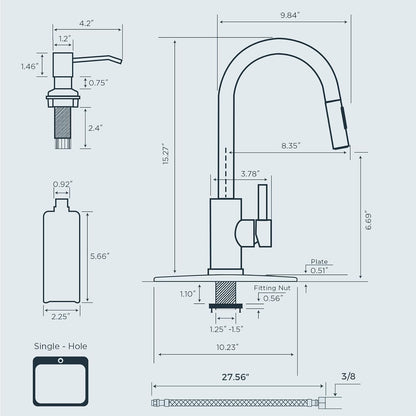 FORIOUS Kitchen Faucet with Pull Down Sprayer, Stainless Steel Single Handle Classic Sink Faucet 1 Or 3 Hole, Dual Function Faucet for Farmhouse, Camper, Laundry, Rv, Bar, Mattle Black