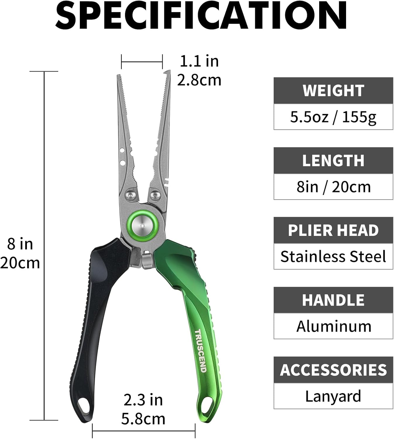 TRUSCEND Lockable Handy Fishing Pliers with Innovative Ergonomic Handle, Saltwater Corrosion Resistant Teflon Coated Fishing Tool, Multi-Function Fishing Gear with Mo-V Cutter, Amazing Fishing Gift