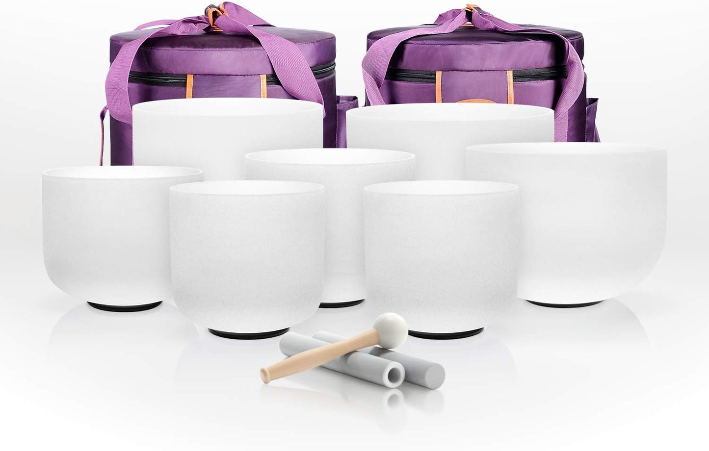 TOPFUND F Note Crystal Singing Bowl Heart Chakra 8 inch with Heavy Duty Carrying Case and Suede Striker