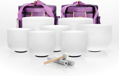 TOPFUND F Note Crystal Singing Bowl Heart Chakra 8 inch with Heavy Duty Carrying Case and Suede Striker