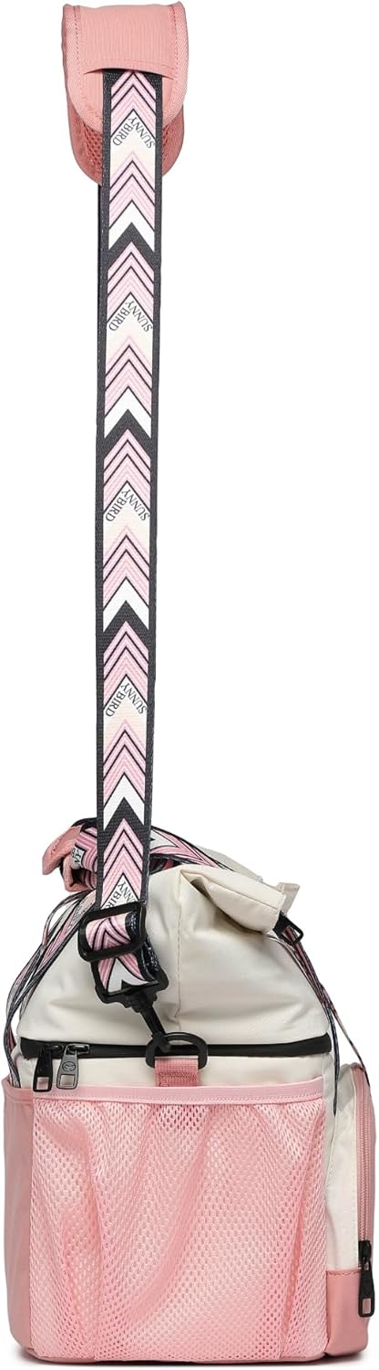 SUNNY BIRD Dual Compartment Lunch Bag Insulated Lunch Box for Women and Men (Green with Boho Strap)