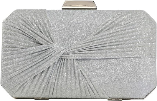 CORIOS Pleated Evening Bag Sparkly Sequin Clutch Bag for Women Sparkly Handbag Bridal Wedding Purse Elegant Crossbody Bag - PuriLite