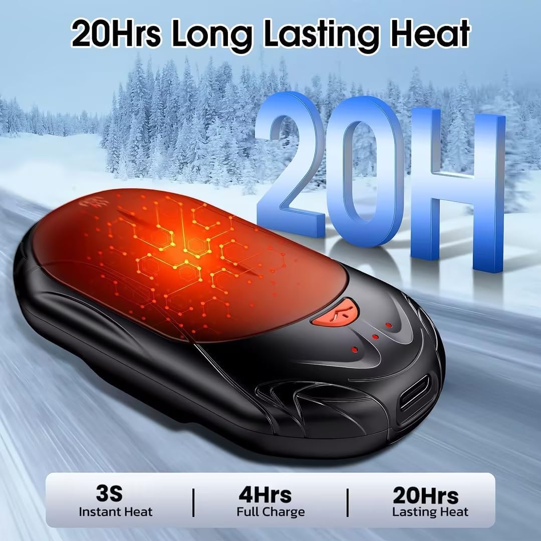Hand Warmers Rechargeable 2-Pack, 6000mAh Electric Hand Warmer, 3 Heat Settings, Up to 20Hrs, Ultra Thin Portable Pocket Design for Outdoor Sports, Winter for Men Women Reno Patients