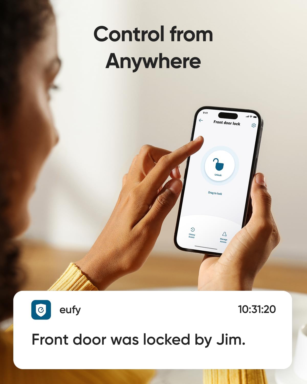 eufy Security Retro-Style Smart Lock C220, Fingerprint Keyless Entry Door Lock, Built-in Wi-Fi, App Remote Control, Front Door Smart Lock Deadbolt, 8Months Battery, Reliable Power, IP53 Waterproof