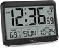 WallarGe Atomic Digital Wall Clock Battery Operated, Self-Setting, Large Display with Temperature, Date, Day of The Week, Silent Wall Mount Digital Clock, 4 Time Zones, DST