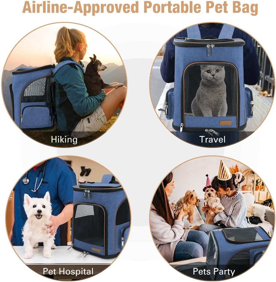 Lekesky Cat Backpack Expandable Dog Carrier Backpack Airline Approved Pet Backpack Carrier for Cats, Small Dogs, Puppies Under 13 Lbs, Grey