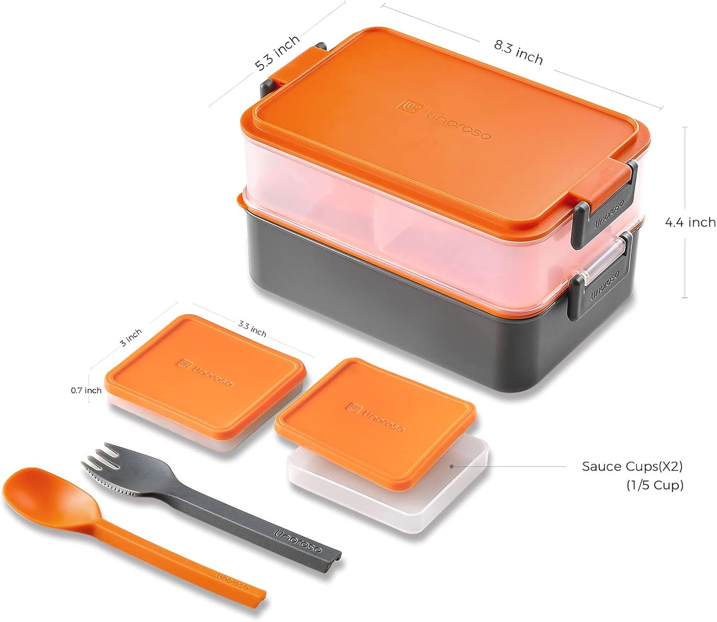 Linoroso Stackable Bento Box Adult Lunch Box | Meet All You On-The-Go Needs for Food, Salad and Snack Box, Premium Bento Lunch Box for Adults Include Utensil Set, Dressing Containers - Pale Mint