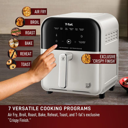 T-fal Infrared 2.0 Air Fryer, 8-in-1, Extra Large 7L / 7.3Qt., Infra-Heat Technology, Dual heating design, No pre-heating, Faster, Juicier and Crispier, Black