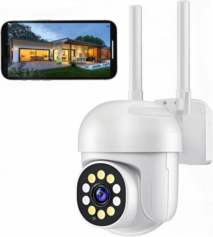 2K HD Security Camera Outdoor with 360° Pan-Tilt Motion Tracking, Home Camera Surveillance Exterieur, Wireless 2.4G WiFi Wired Security Camera, Full Color Night Vision, 2-Way Audio, Waterproof