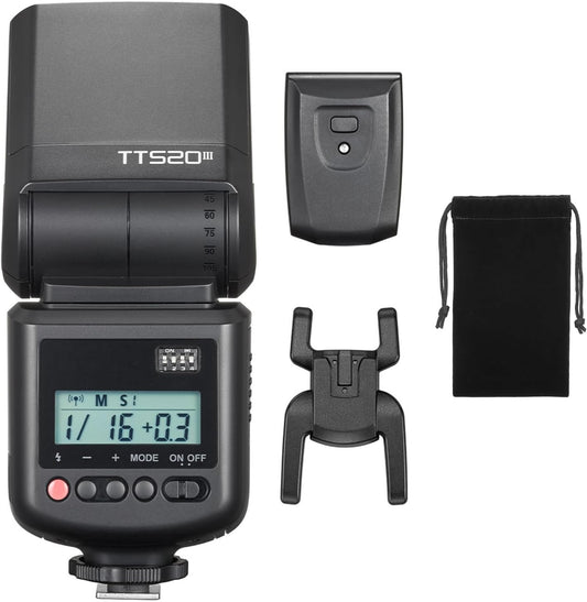 GODOX TT520III Camera Flash Speedlite with 433MHz Receiver, 8 Power Levels, Single-Contact Hotshoe Compatible with Canon Sony Nikon Fuji Olympus Panasonic