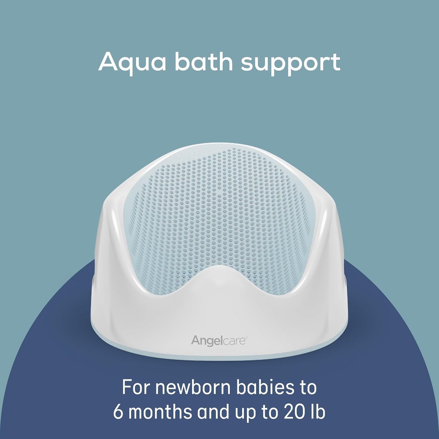 Angelcare Baby Bath Support, Aqua, Birth to 6 Months, Made in Canada