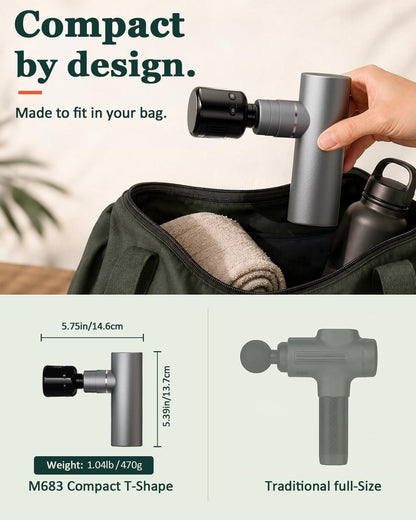 cotsoco Mini Massage Gun with Heat and Cold, 45lbs Force, 8H Battery Pocket-Sized Full-Metal Deep Tissue Massager Gun, Ultra Small & Quiet Massager for Gym, Office & Travel. Gifts for Men Women