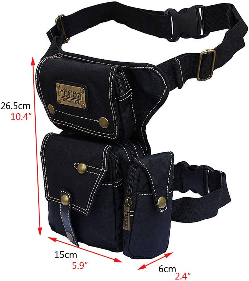Motorcycle Drop Leg Bag Nylon Waist Pack for Men Women Travel Hiking Tactical Cycling Bike Ride Riding Crossbody Shoulder Fanny Pouch
