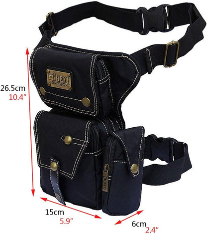 Motorcycle Drop Leg Bag Nylon Waist Pack for Men Women Travel Hiking Tactical Cycling Bike Ride Riding Crossbody Shoulder Fanny Pouch