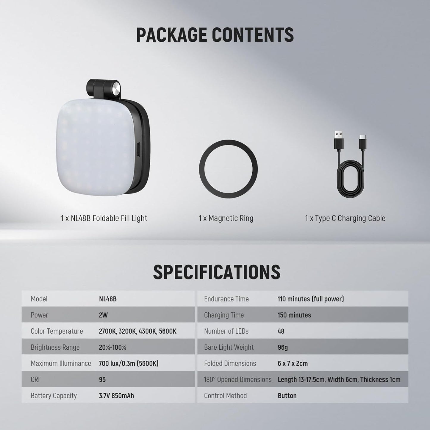NEEWER ENTRY LEVEL VERSION Magnetic Selfie Light Compatible with MagSafe iPhone, 4 Mode CRI95+ 914lx 1.5W Plastic Folding Small LED Phone Fill Ring Lighting for Recording Makeup Video Conference,NL40R