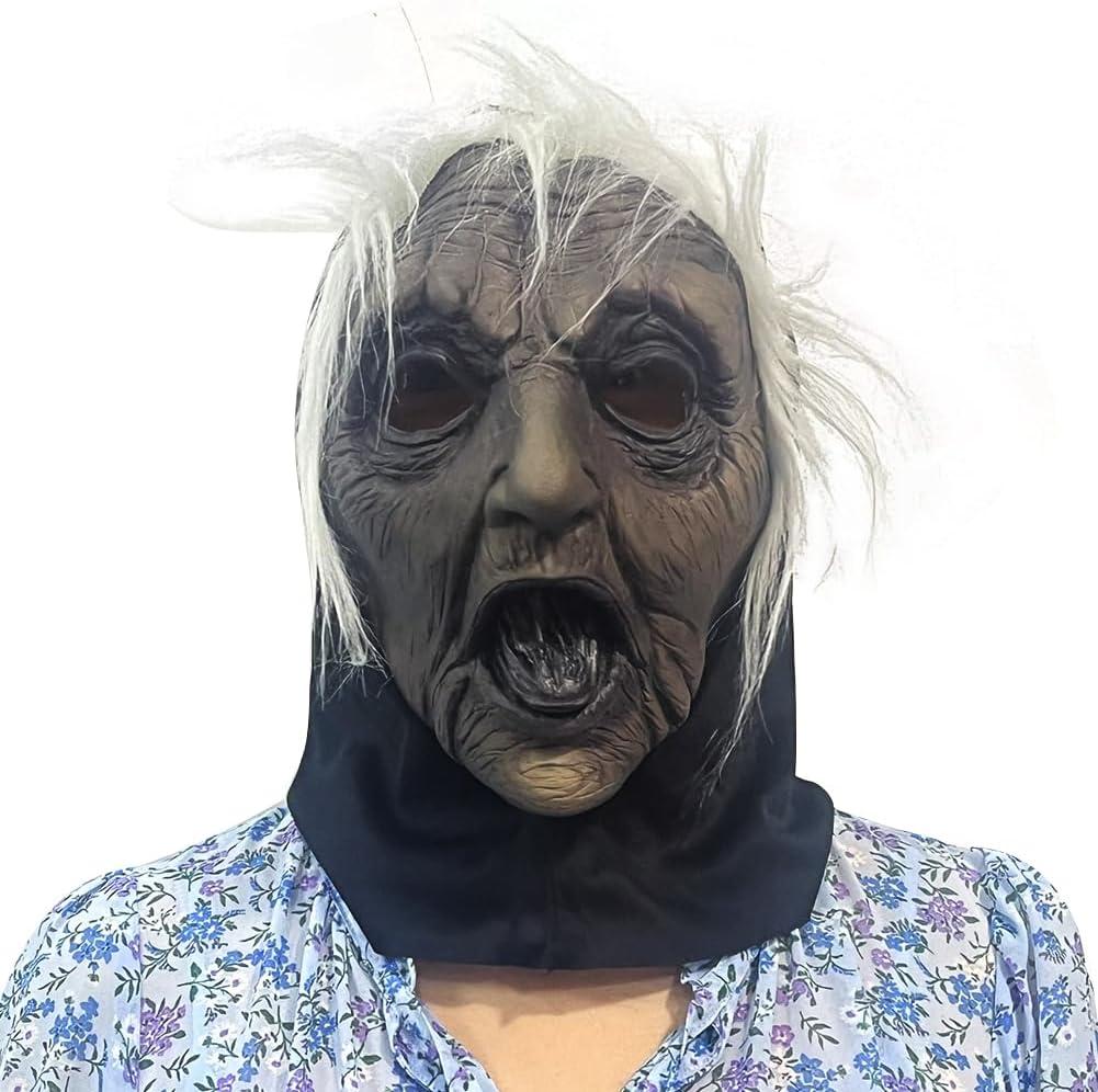 ACBAGI Halloween Mask Costume Old Women Mask Scary Halloween Masks Cosplay mask for adults