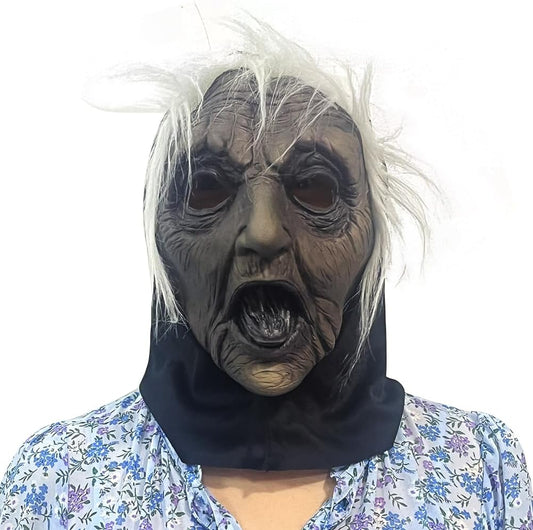 ACBAGI Halloween Mask Costume Old Women Mask Scary Halloween Masks Cosplay mask for adults
