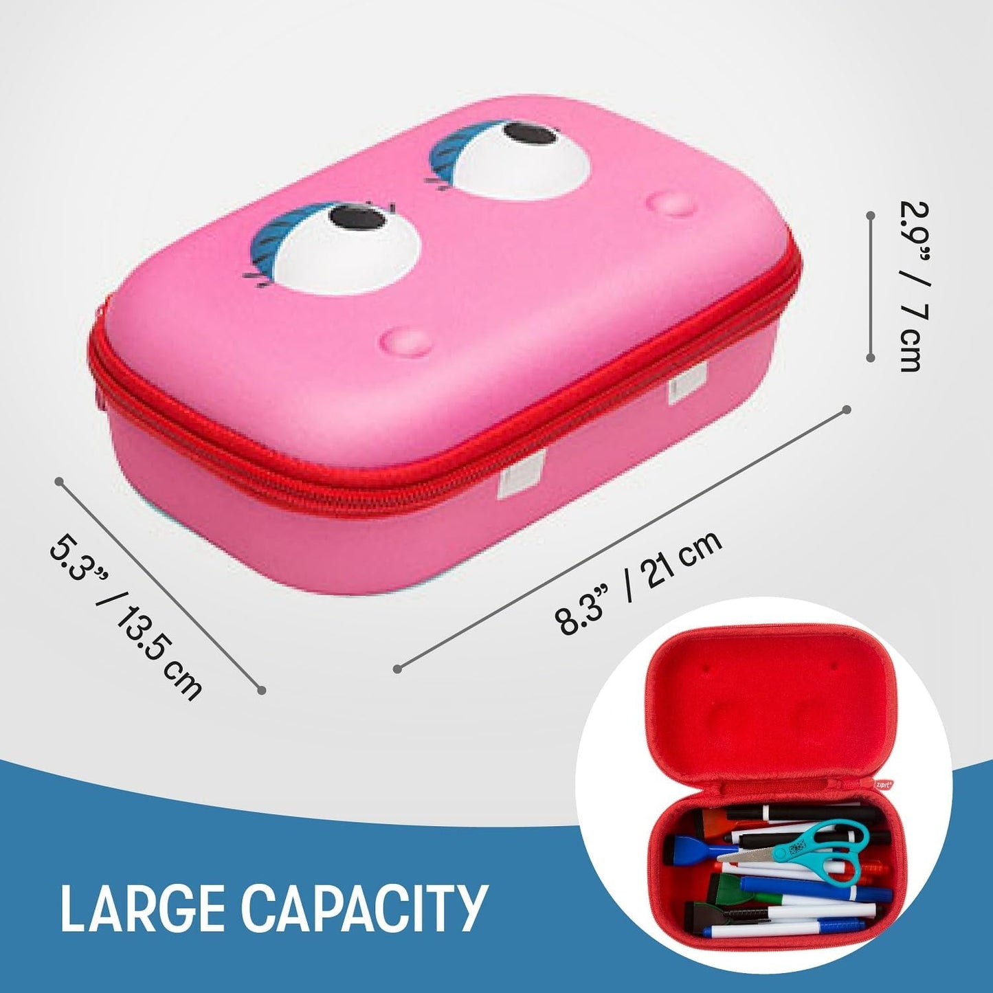 ZIPIT Beast Pencil Box for Kids | Pencil Case for School | Organizer Pencil Bag | Large Capacity Pencil Pouch (Red)