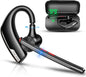 New bee Bluetooth Headset, Wireless Bluetooth Earpiece for Cellphone with 500mah Charging Case 80h Playtime V5.2 Dual Mic Noise Cancelling Hands-Free Earphones for Office Driver