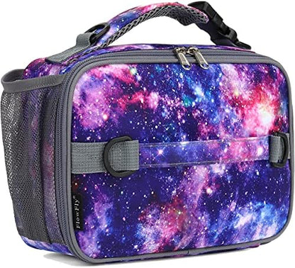 FlowFly Kids Lunch Box Insulated Soft Bag Mini Cooler Back to School Thermal Meal Tote Kit for Girls, Boys, Black