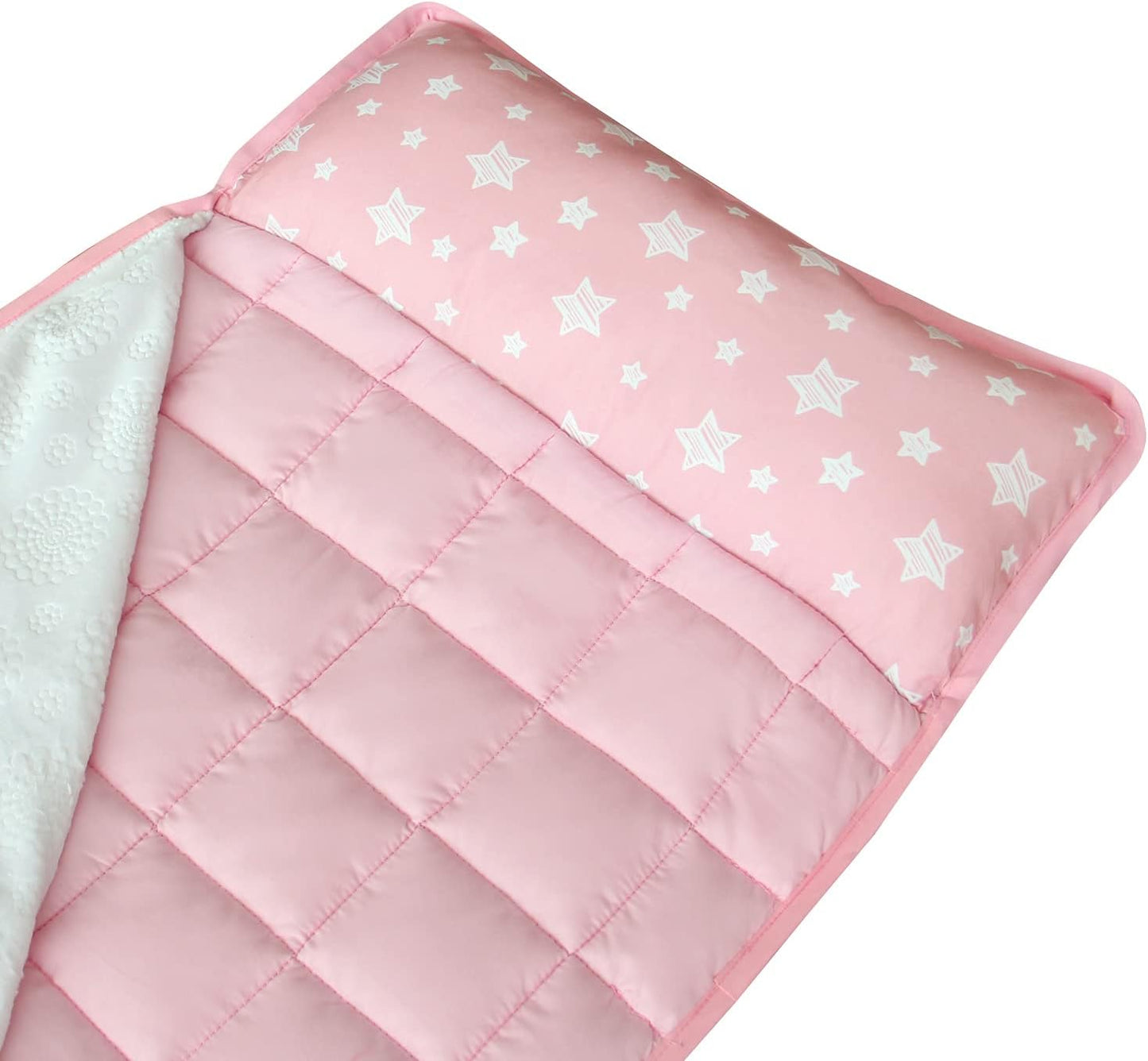 Toddler Nap Mat with Pillow and Fleece Minky Blanket, Kids Sleeping Bag Lightweight and Soft Perfect for Kids Preschool, Daycare, Travel Sleeping Bag Boys and Girls, Fit Standard Cot