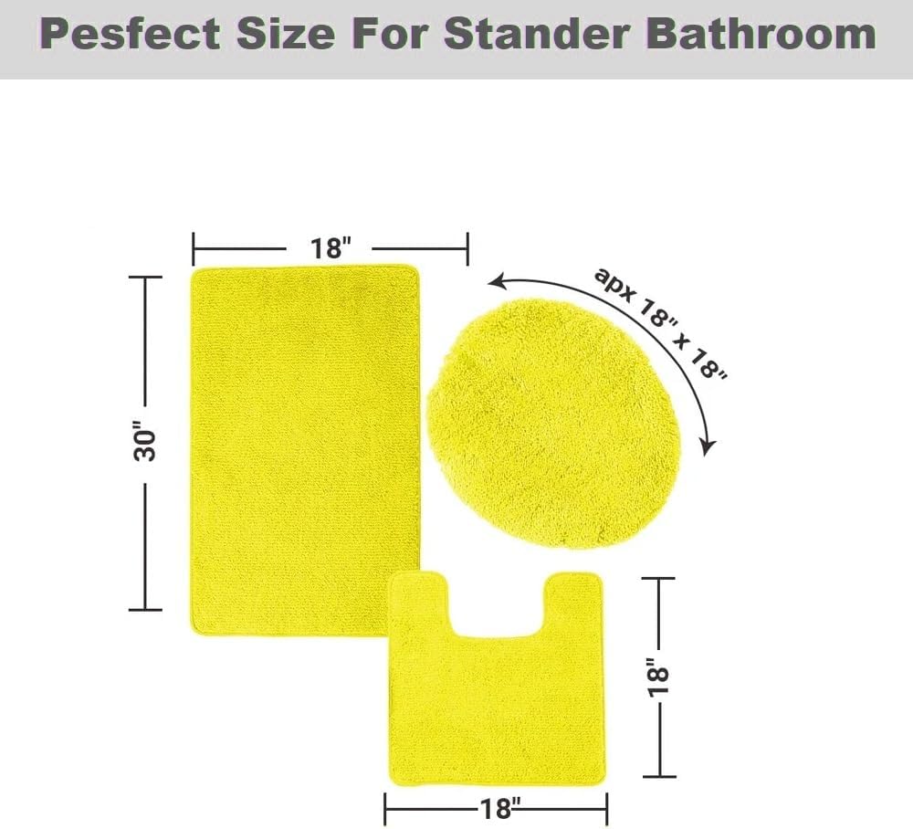 Daniel's Bath & Beyond 3 Piece Solid Luxury Bath Mat, Lime Green, (3PC Solid Luxury)