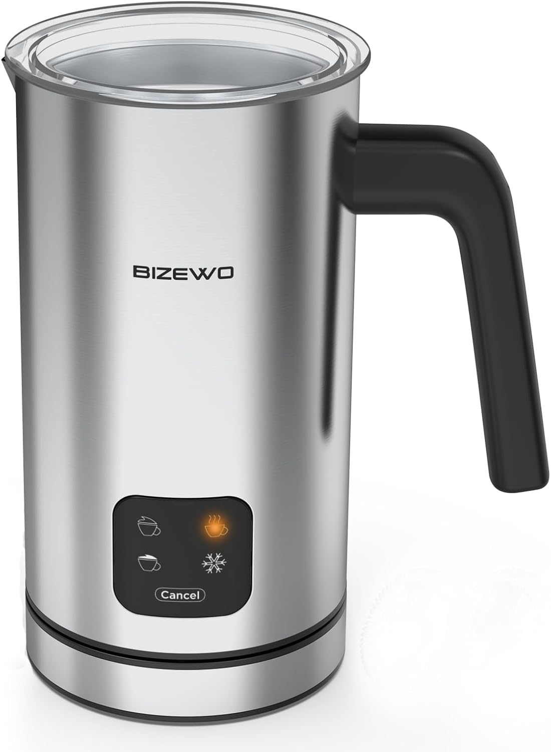 Milk Frother Electric, Coffee Frother, Warm and Cold Milk Foamer, BIZEWO 4 in 1 Automatic Milk Warmer Stainless Steel with Touch Screen, for Coffee, Latte, Hot Chocolate