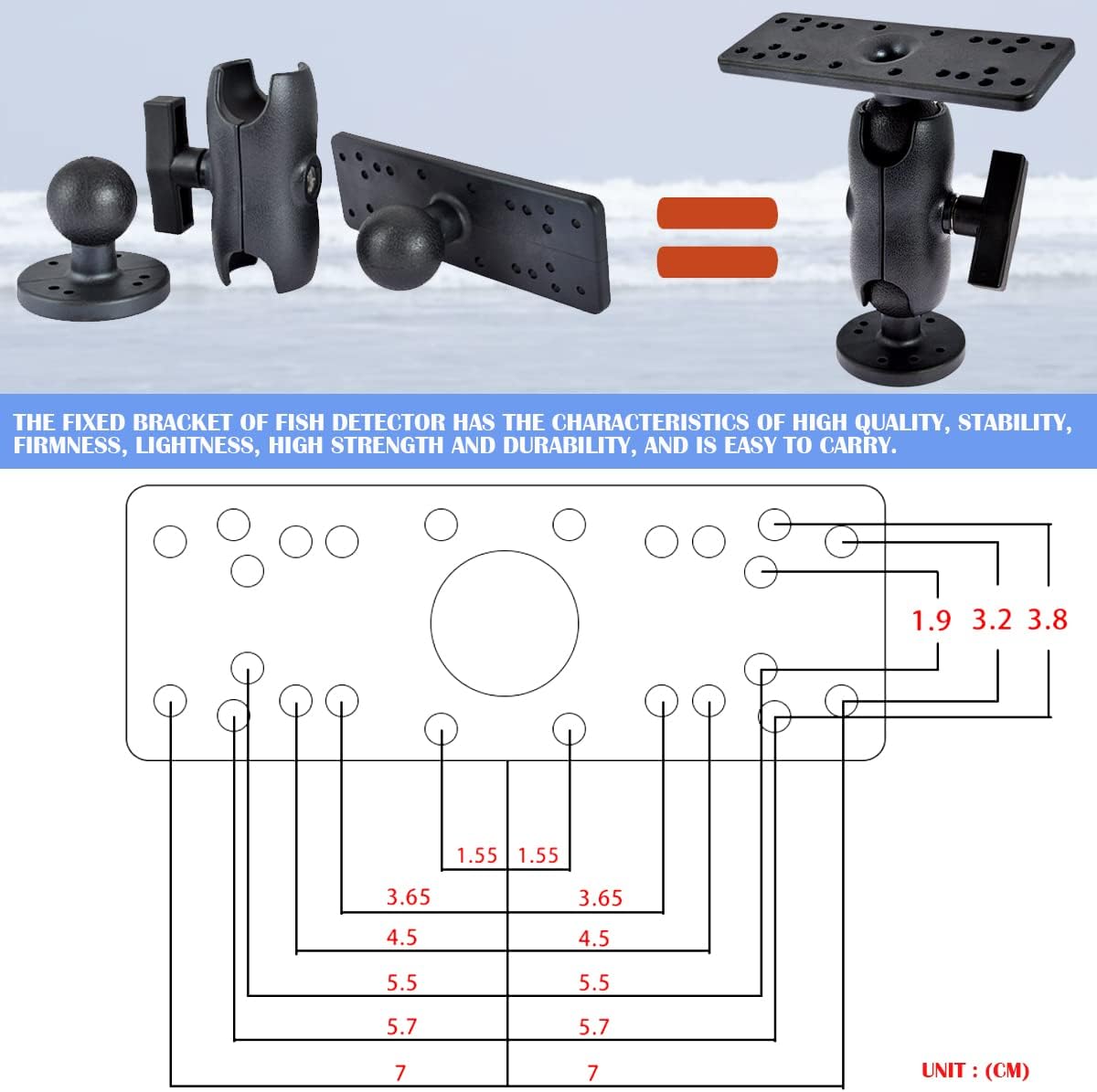 YOLUFER Finder Mount Bracket Holder Rack Universal 360° Adjustable Kayak Mounting Base for Boat Canoe Fishing Accessories