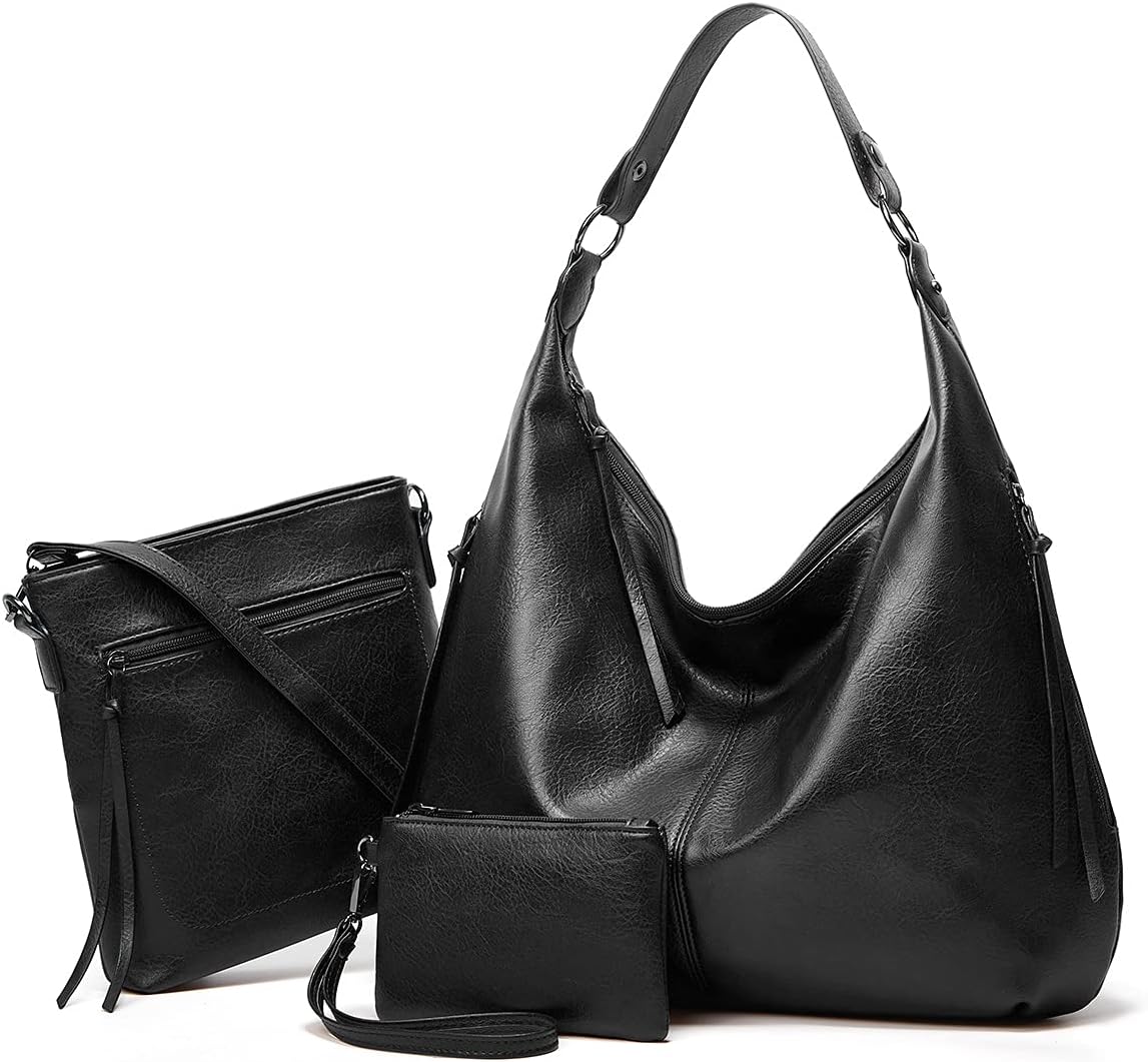 Ashioup Hobo Bags for Women Soft PU Leather Shoulder Bag Vintage Slouchy Handbag with Zipper