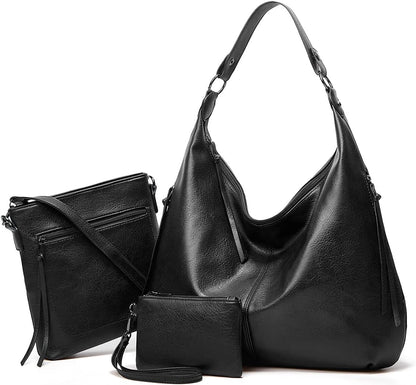 Ashioup Hobo Bags for Women Soft PU Leather Shoulder Bag Vintage Slouchy Handbag with Zipper