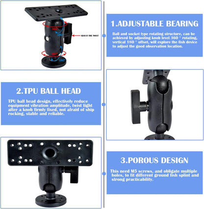 YOLUFER Finder Mount Bracket Holder Rack Universal 360° Adjustable Kayak Mounting Base for Boat Canoe Fishing Accessories