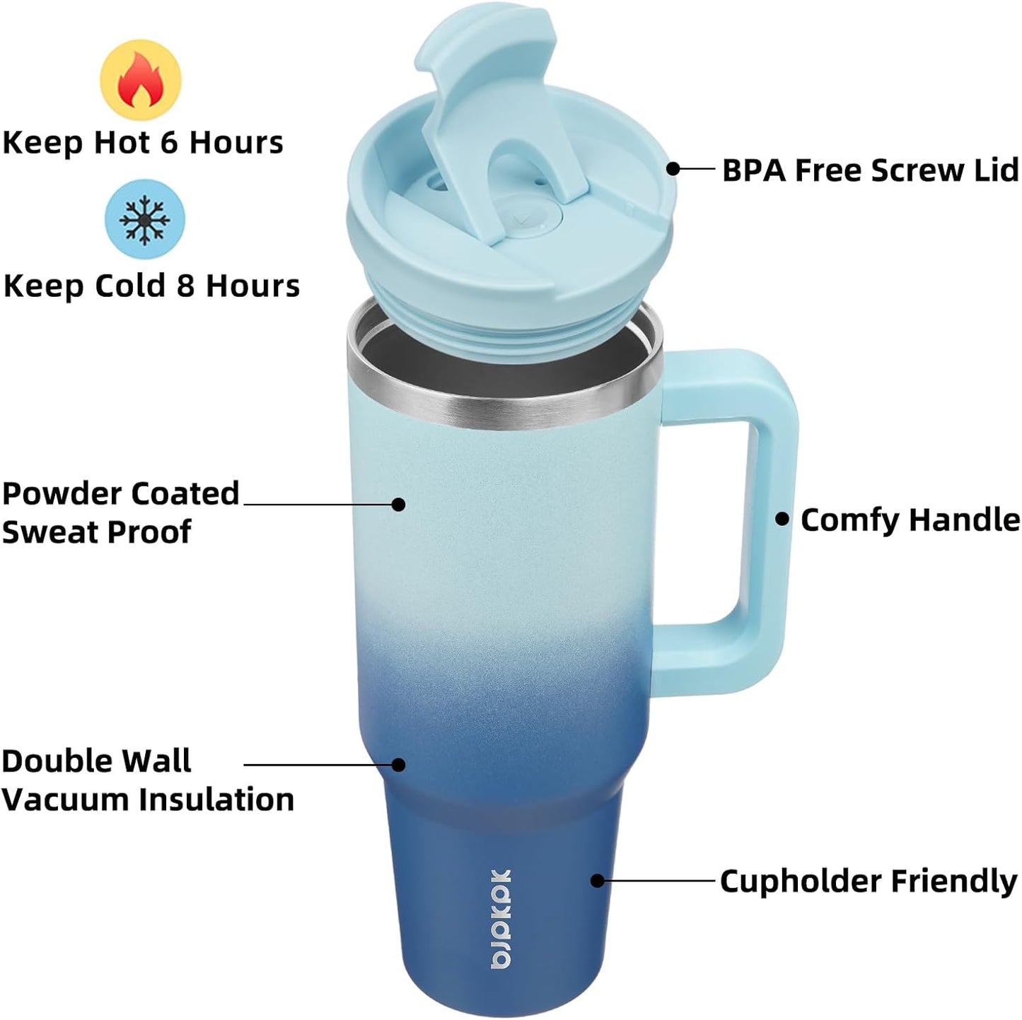BJPKPK Tumbler with Handle and Straw 30oz Insulated Tumbler Cups with Lid Stainless Steel Travel Coffee Mug,Indigo Black