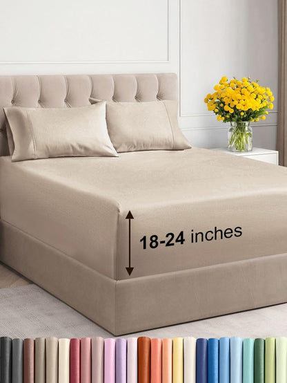 Extra Deep Queen Sheet Set - 6 Piece Breathable & Cooling Sheets - Hotel Luxury Bed Sheets Set - Easy & Secure Fit - Soft, Wrinkle Free & Comfy Sheets Set - White Sheet Set w/Extra Deep Pockets