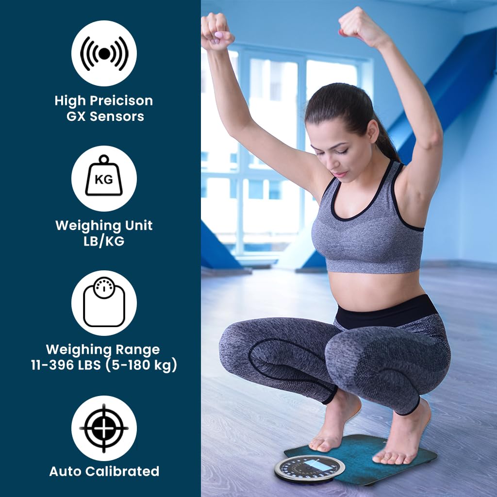 EILISON Highly Advance 2-in-1 Digital & Analog Weighing Scale for Body Weight-400lbs, 4 High Precison GX Sensor Accurate, Thick Tempered Glass, Extra Large Display (White)