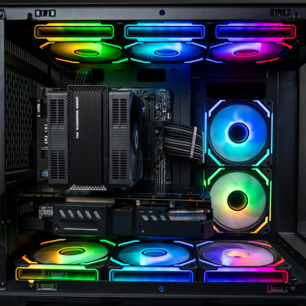 AsiaHorse COSMIQ-Black 120mm PC RGB Fans, 5V 3-PIN Connector Daisy Chain FDB PWM Computer Case Fans with RGB Controller for Cases CPU Liquid Coolers, 3Pack (Black) (White, 3_Pack_Forward_Blade)