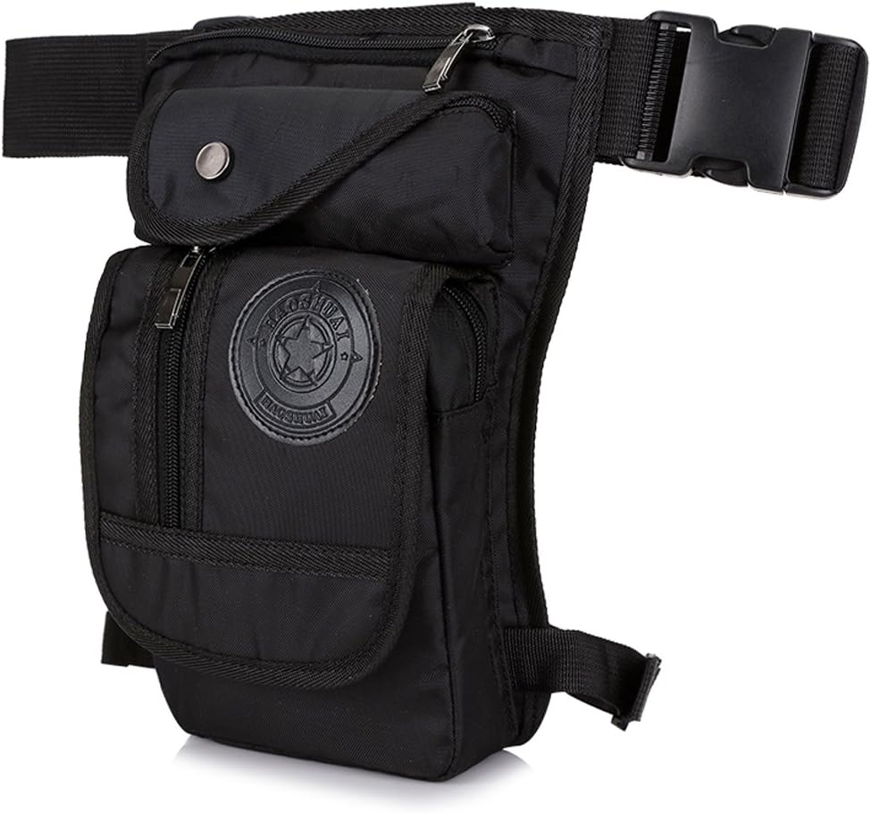 Motorcycle Drop Leg Bag Nylon Waist Pack for Men Women Travel Hiking Tactical Cycling Bike Ride Riding Crossbody Shoulder Fanny Pouch