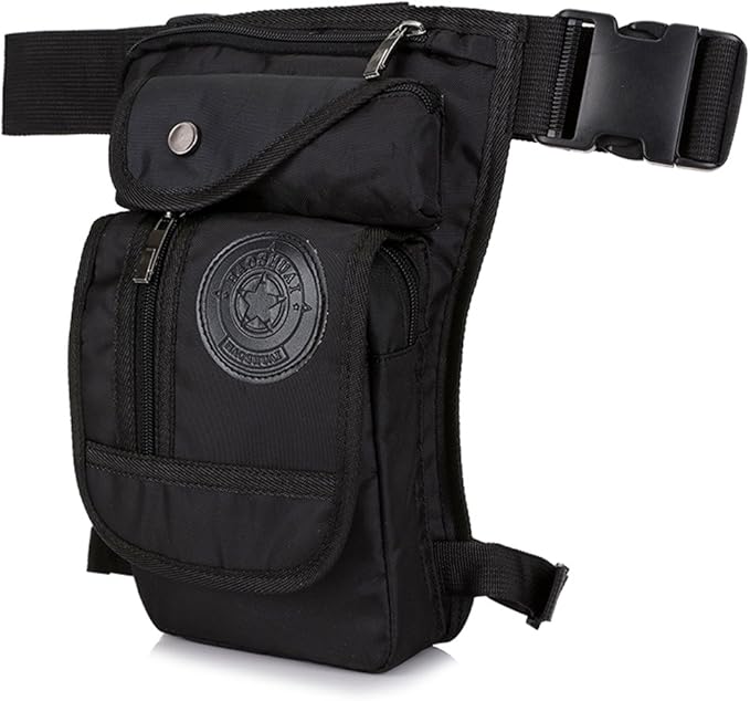 Motorcycle Drop Leg Bag Nylon Waist Pack for Men Women Travel Hiking Tactical Cycling Bike Ride Riding Crossbody Shoulder Fanny Pouch