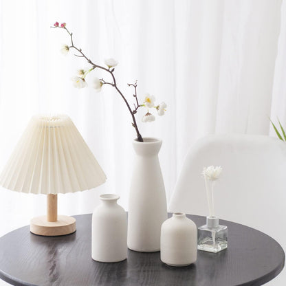 CEMABT White Ceramic vase Set-3 Small Flower vases for Decor,Modern Boho Farmhouse Home Decor,Decorative vase for Pampas Grass&Dried Flowers,idea Shelf,Table,Bookshelf ，Entryway- Distresse