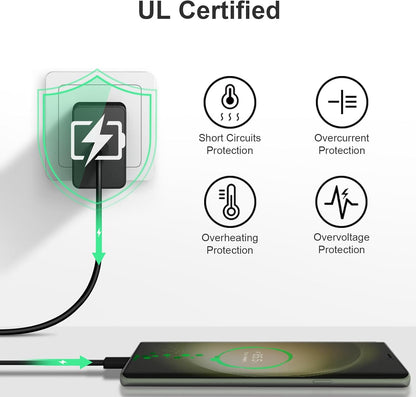 45W Super Fast Charger Type C, 2-Pack 45W USB C Charging Block with 10ft USB C to Type C Cables for Samsung Galaxy S25 S24+/UltraS23/S22/S21/S20/Note10/20 iPhone 16/15 Pro,Pro Max
