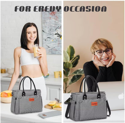 Lunch Bag for Women, Insulated Lunch Box for Work, Large Leakproof Cooler Purse with Side Pockets & Removable Shoulder Strap Women's Lunch Tote Bag for Picnic Work Beach Cute Lunch Bags (Heart)