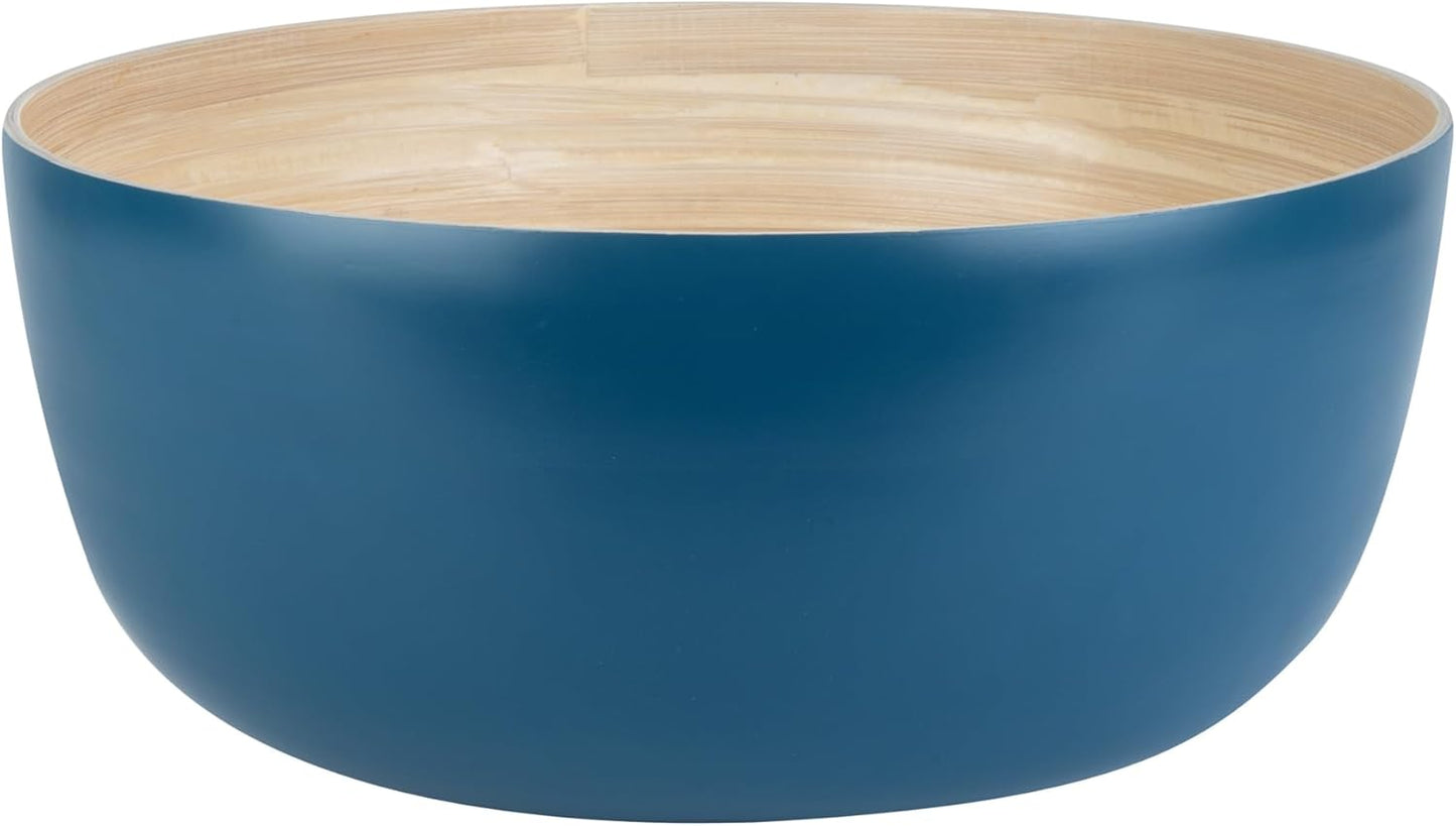 Restaurantware-Bambuddha 51 Ounce Extra Large Salad Bowl, 1 Heavy-Duty Round Salad Bowl - Sustainable, Reusable, Blue Bamboo Serving Dish, for Serving Salads, Fruits, and Appetizers
