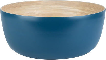 Restaurantware-Bambuddha 51 Ounce Extra Large Salad Bowl, 1 Heavy-Duty Round Salad Bowl - Sustainable, Reusable, Blue Bamboo Serving Dish, for Serving Salads, Fruits, and Appetizers