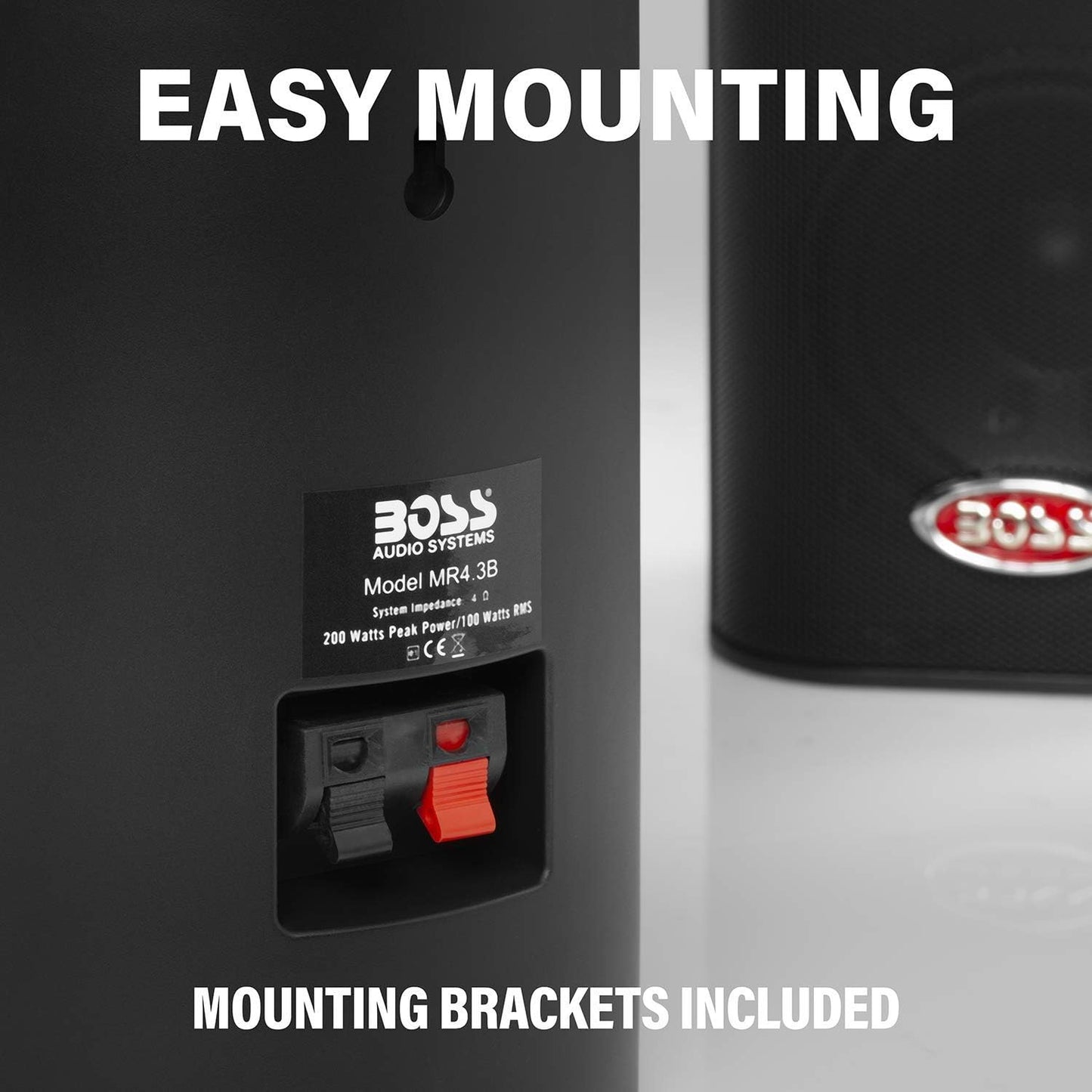 BOSS Audio MR4.3B 200-Watt 3-Way Marine 4-Inch Enclosed System Speaker