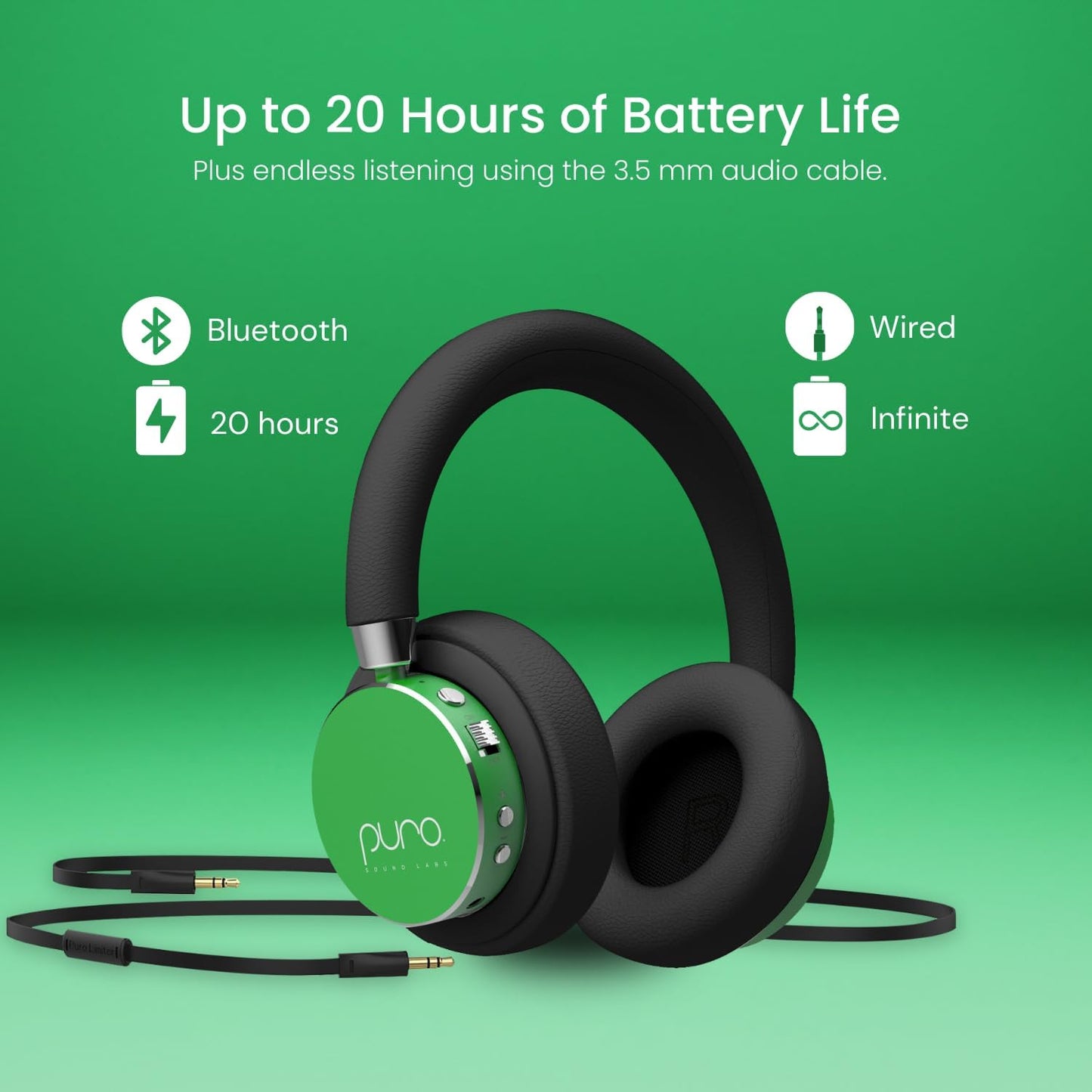 Puro Sound Labs BT2200 Plus Volume Limited Kids’ Bluetooth Headphones (Blue)