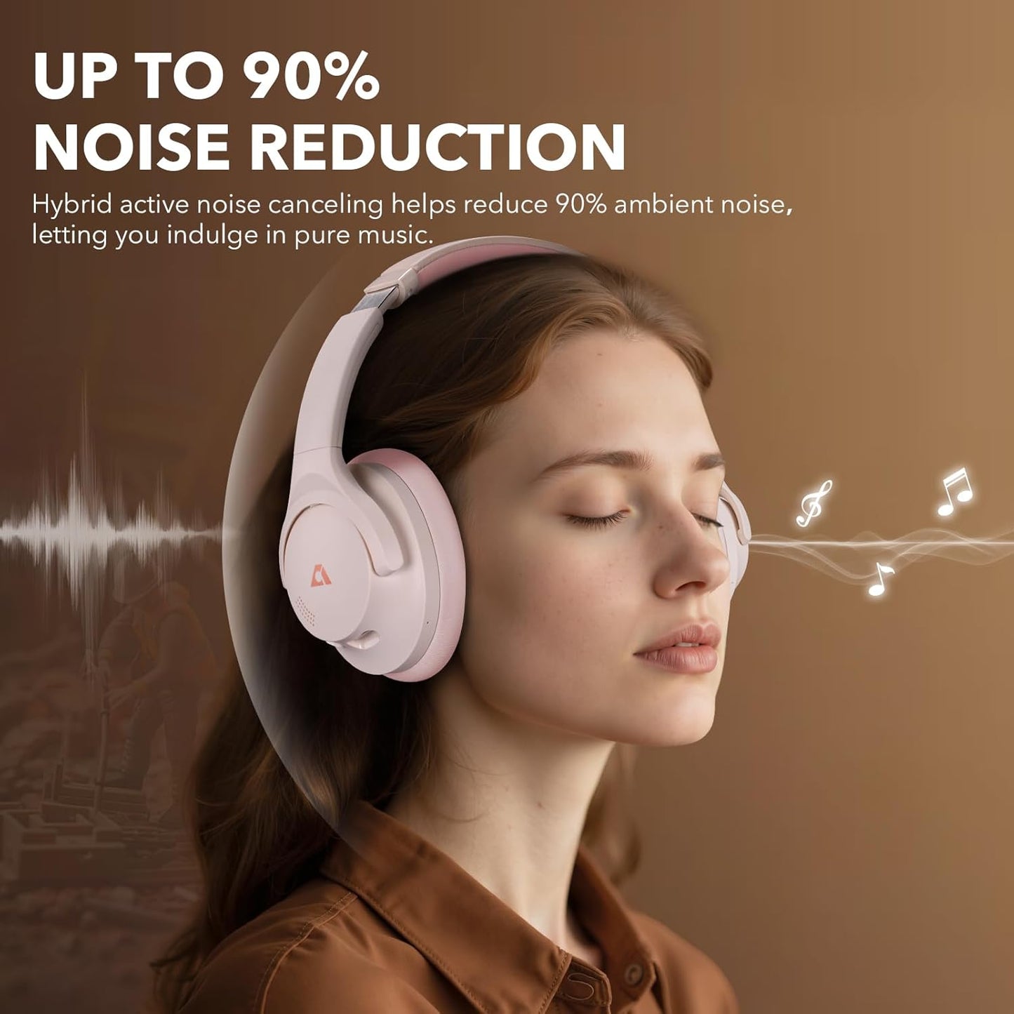 1Mii Y8+ Noise Cancelling Headphones Bluetooth, Wireless LDAC Hi-Res Audio, Custom EQ via App, 75H Playtime, Comfort Fit, Over Ear Headphones Foldable for Airplane Travel Home Office - Black