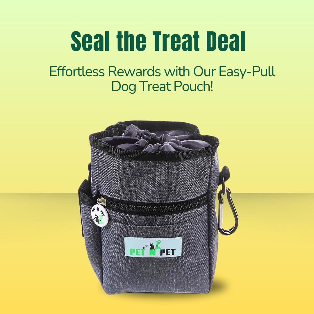 PET N PET Dog Treat Pouch for Dog Training, Doggy Treat Bag, 3 Ways to Wear Includes 3 Rolls of Poop Bags with Built-in Poop Bag Dispenser