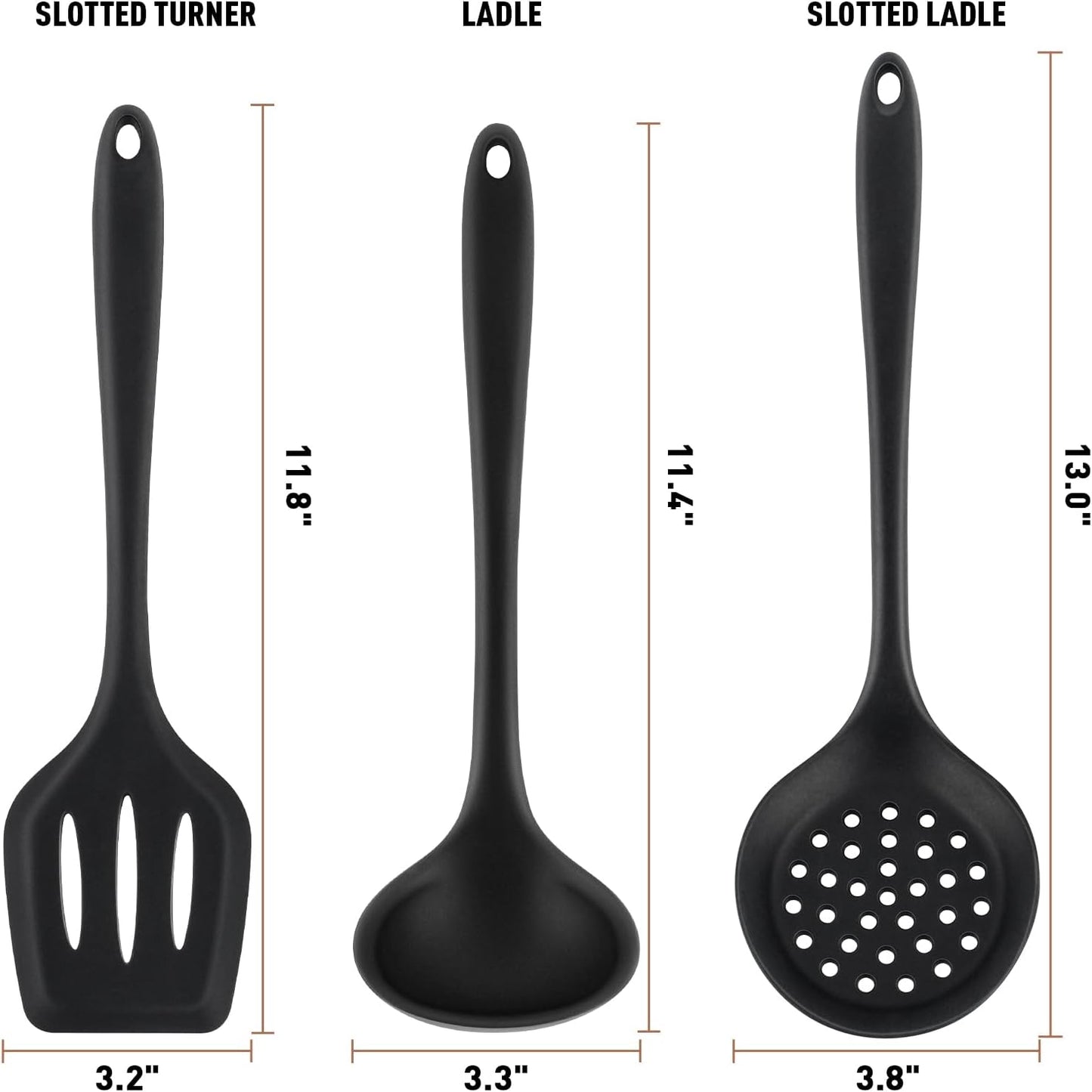 Duxtop Silicone Kitchen Utensils Set, 3 PCS Silicone Cooking Utensils for Non Stick Cookware, Perfect Kitchen Tools with Spatula & Spoon & Colander, Dishwasher Safe
