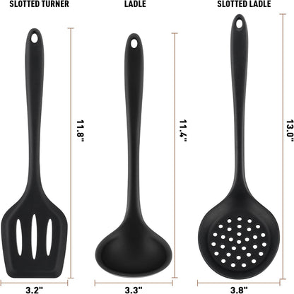 Duxtop Silicone Kitchen Utensils Set, 3 PCS Silicone Cooking Utensils for Non Stick Cookware, Perfect Kitchen Tools with Spatula & Spoon & Colander, Dishwasher Safe